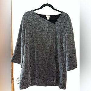 Chico's Elegant Pull Over Herringbone Knit Top Size 2